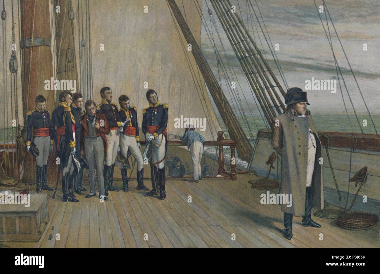 'Napoleone a bordo H.M.S. Bellerophon, Luglio 1815', (1896). Creatore: sconosciuto. Foto Stock