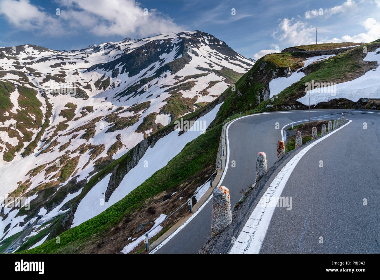 Mountain pass road Furkapass, Urserental, Canton Uri, Svizzera Foto Stock