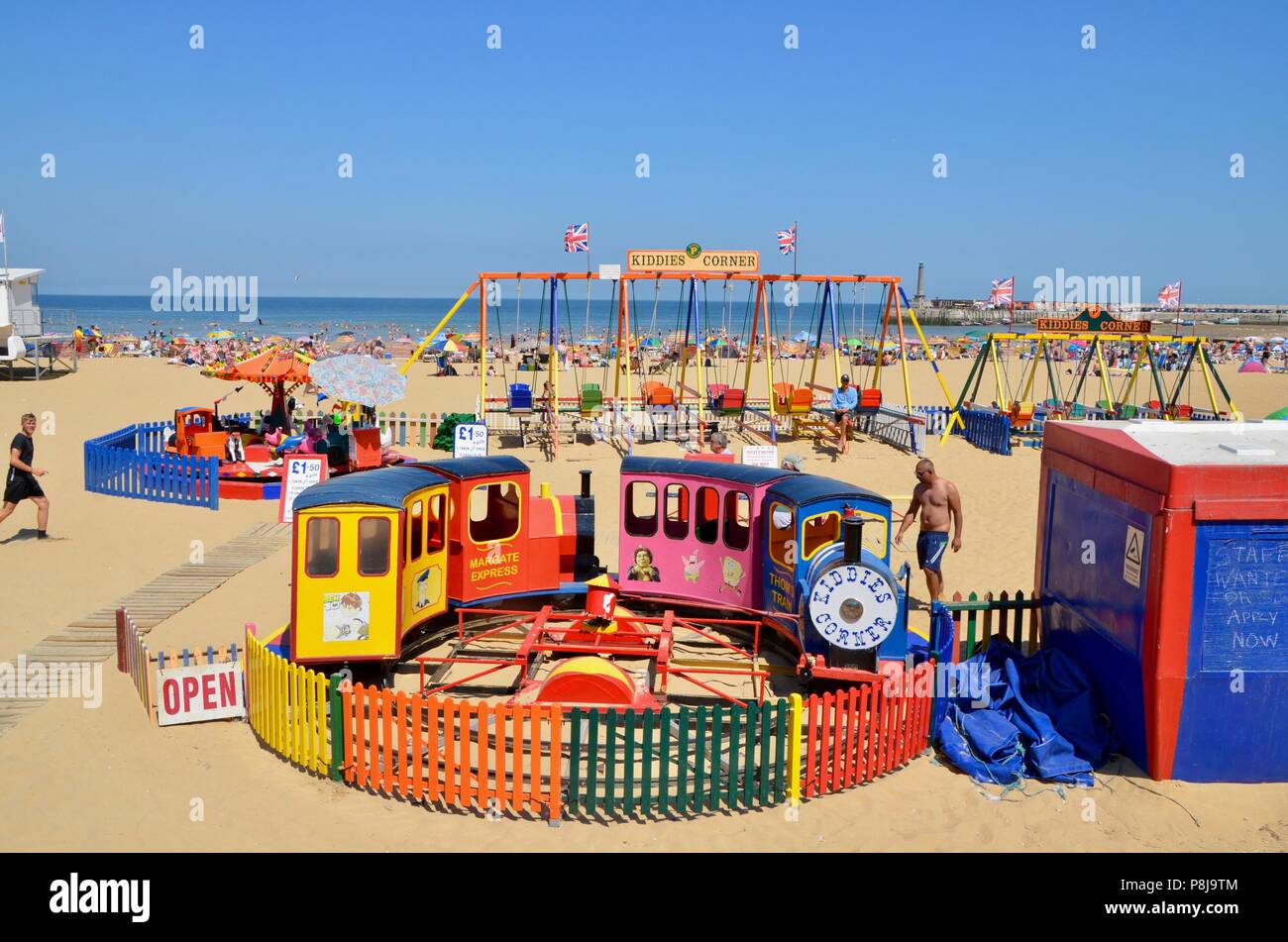Rampa per bambini corsa sulla spiaggia di Margate Kent REGNO UNITO Foto Stock