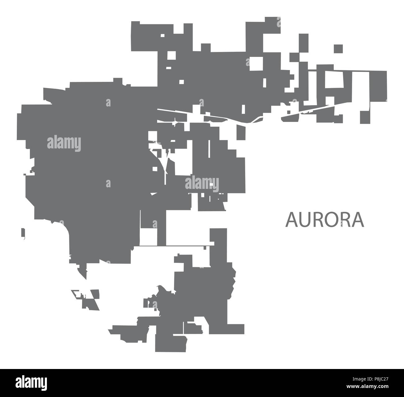 Aurora Colorado mappa della città grigio silhouette di illustrazione Illustrazione Vettoriale