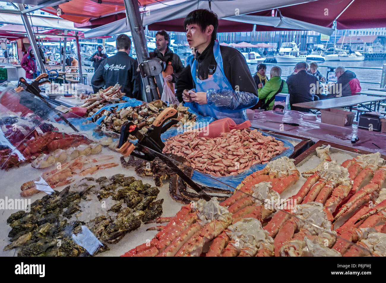 Il pesce per la vendita a Bergen in Norvegia Foto Stock