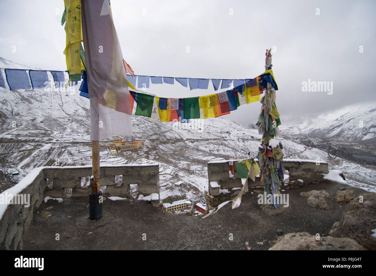 Dhankar Gompa, Dhankar Village, inverno Spiti, Himachal Foto Stock