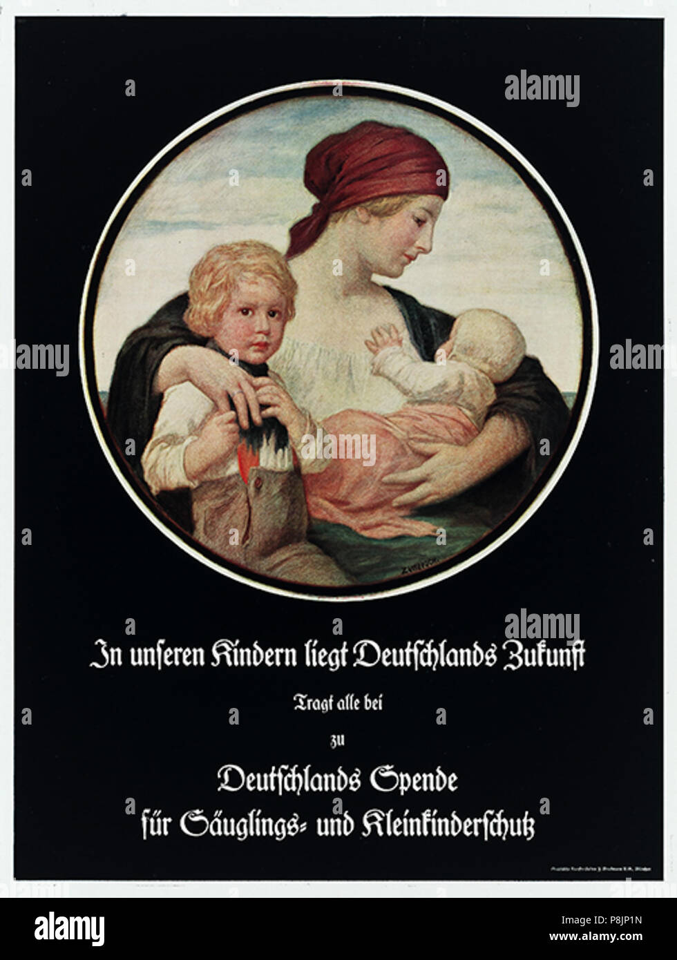 591 1917 circa Ludwig von Zumbusch, Plakat Deutschlands Spende für Säuglings- und Kleinkinderschutz, Graphische Kunstanstalten F. Bruckmann AG, München Foto Stock