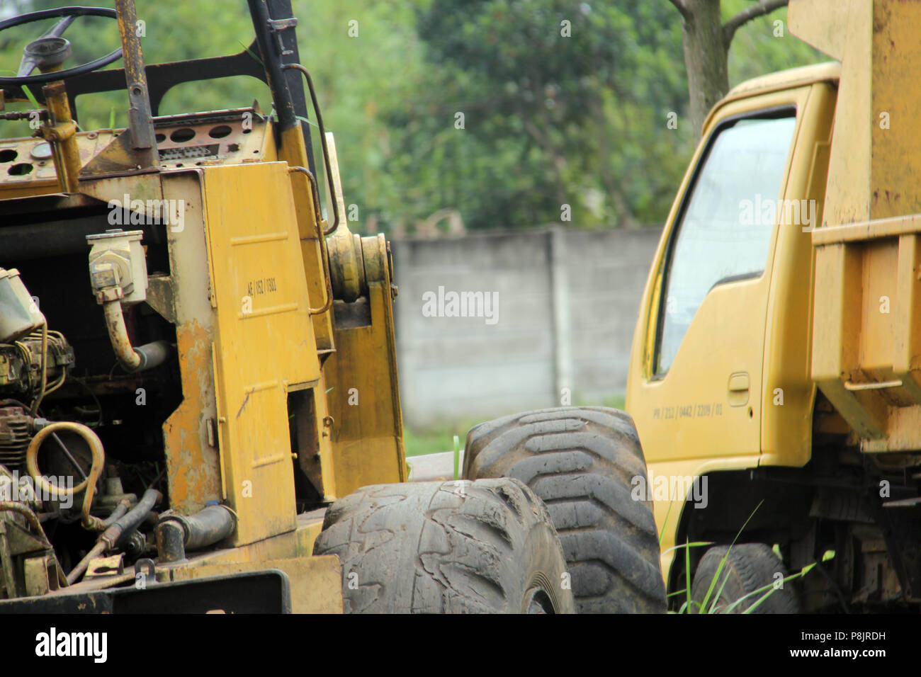 Asfalto apparecchiature di elaborazione. Bandung. Indonesia. Foto Stock