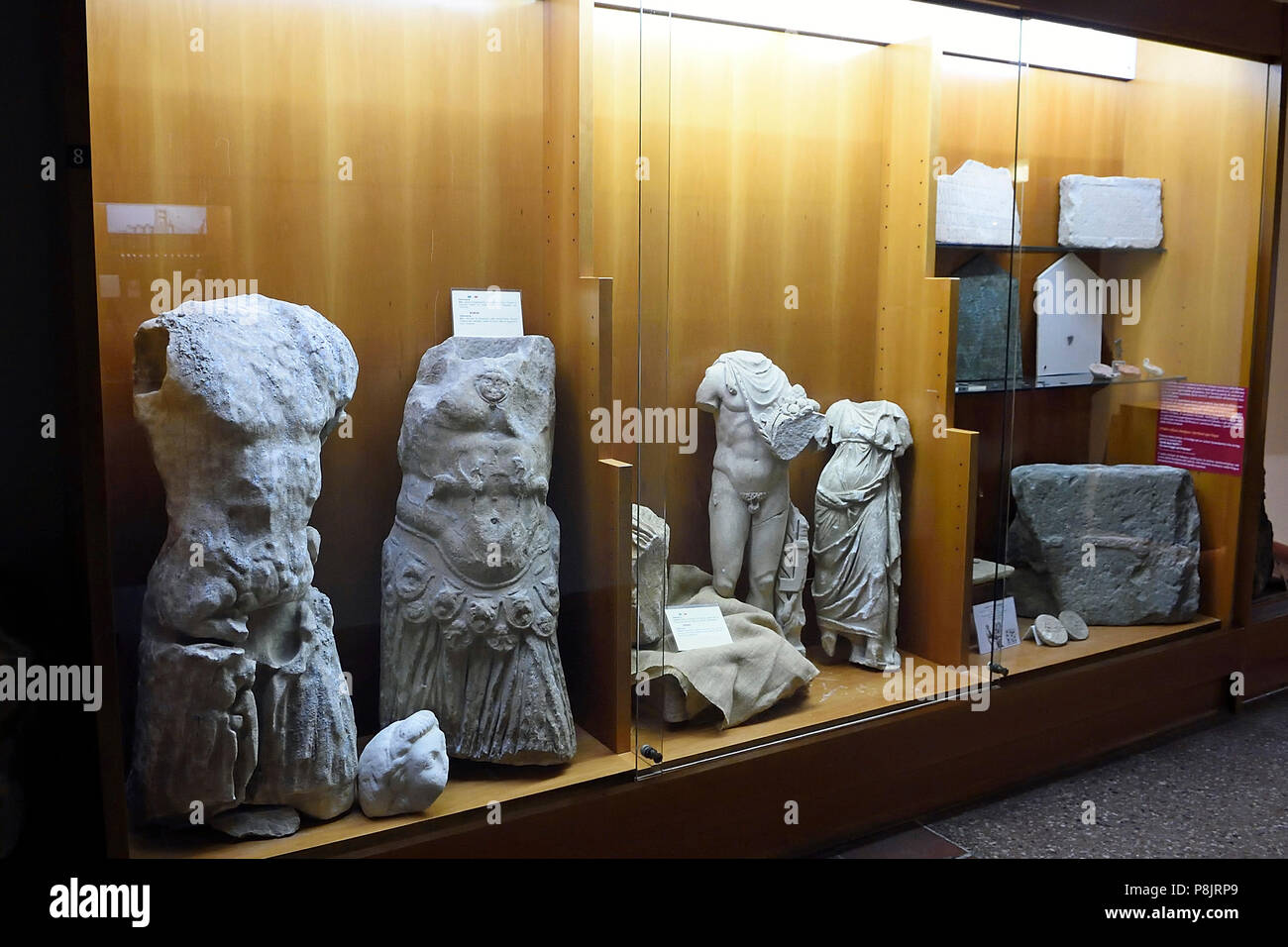 Museo vetrina, Antiquarium Arborense Museo Archeologico, Oristano, Sardegna Foto Stock
