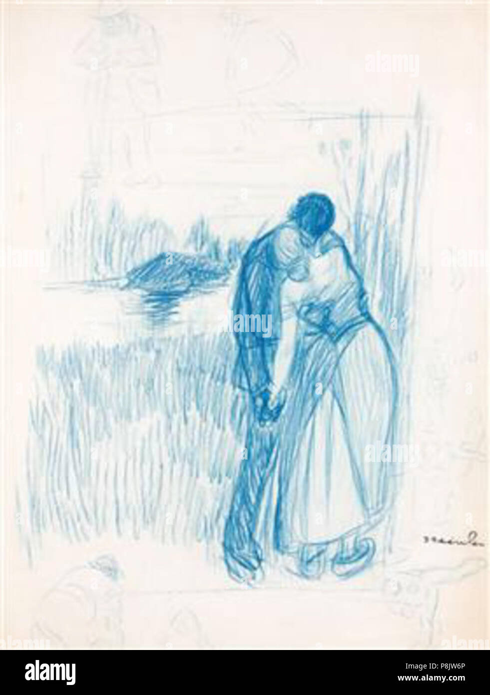 . 532 Steinlen - au bord-de-l-eau-preliminare di disegno a Foto Stock