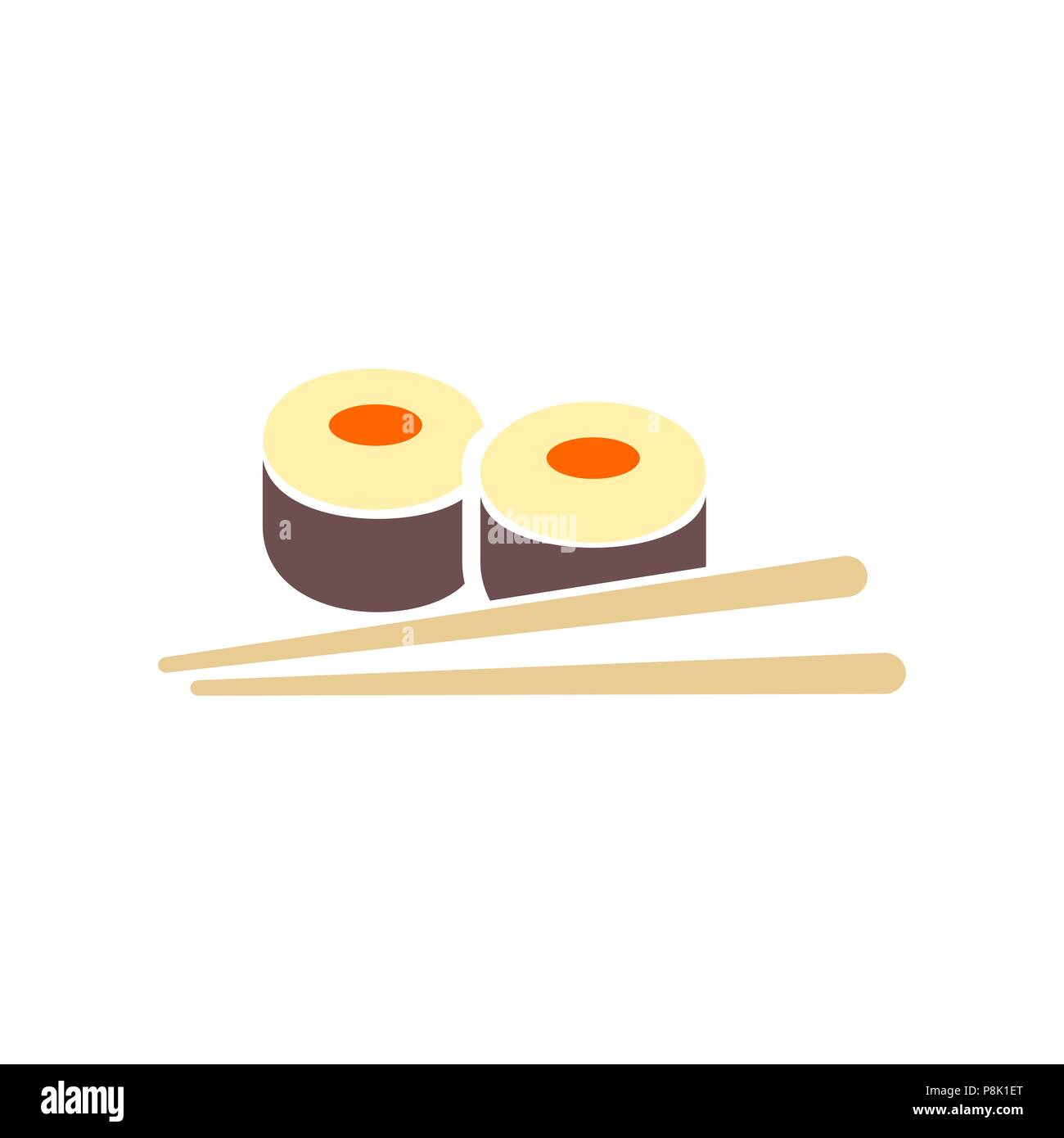 Icona di sushi semplice stile piatto illustrazione immagine. Illustrazione Vettoriale