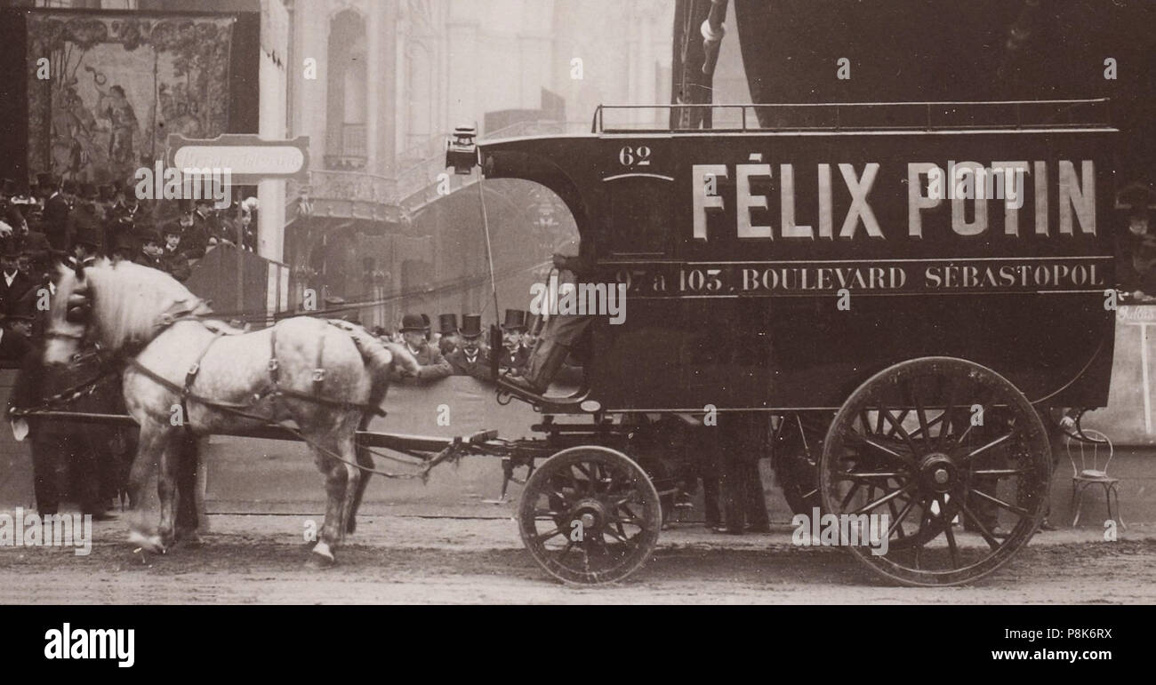 [Collezione Jules Beau. Photographie sportive] : T. 15. Année 1901 / Jules Beau : F. 18v. Il Concours central [hippique] de Paris, Grand Palais des Champs-Élysées, 31 mars [1901], Prix internanationaux; 574 Voiture de livraison Félix Potin en 1901 Foto Stock