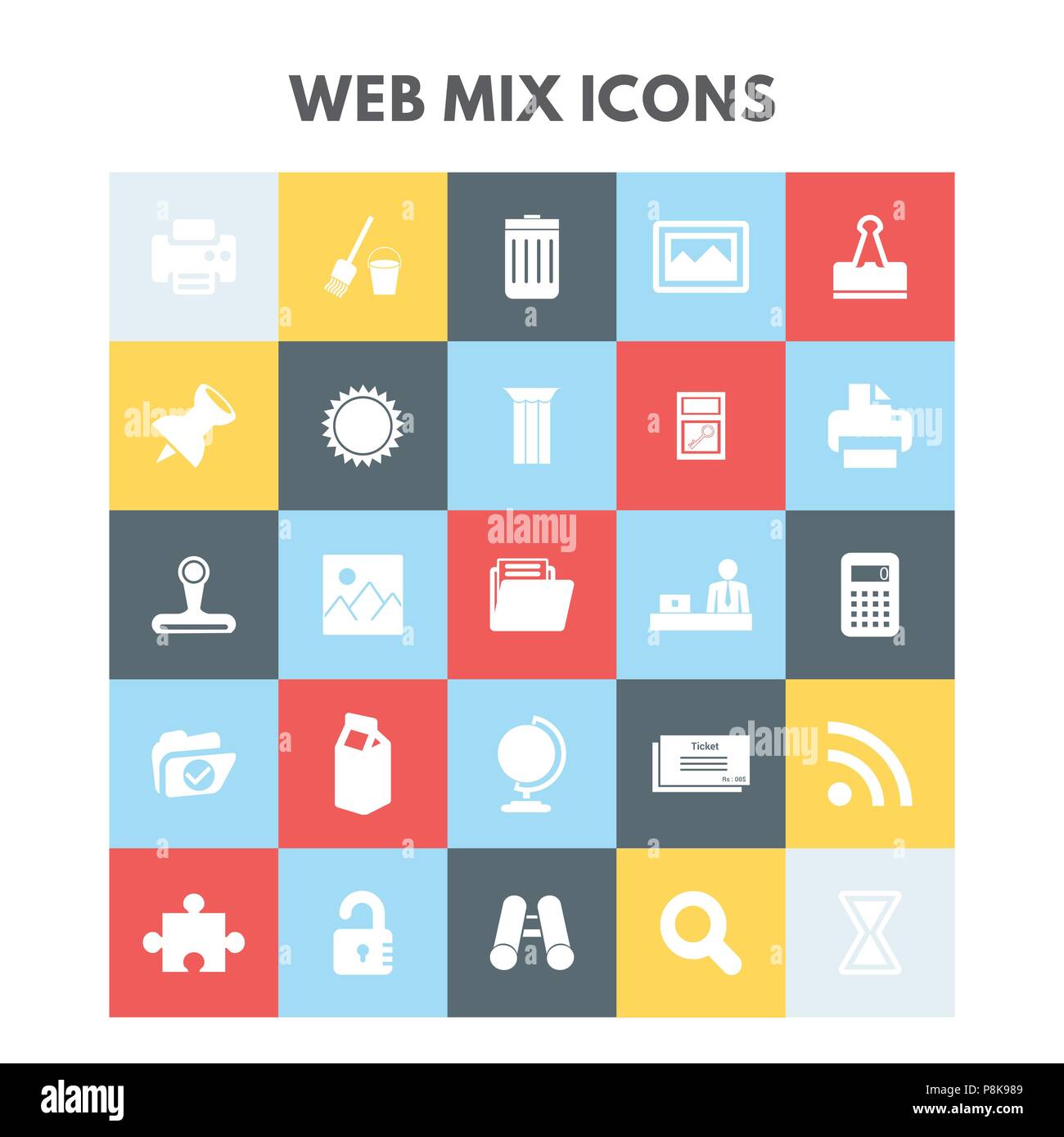 Mix Web icone. Per il web design e applicazione di interfaccia, utile anche per infographics. Illustrazione Vettoriale. Illustrazione Vettoriale