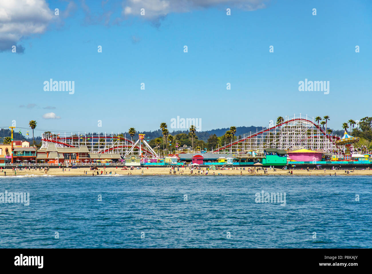 Giant Dipper roller coaster da Santa Cruz Anchorage Foto Stock