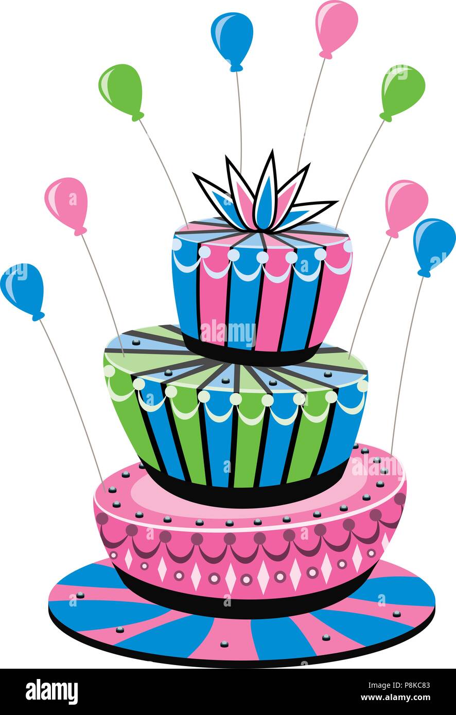 Vector colorati torta di compleanno Illustrazione Vettoriale