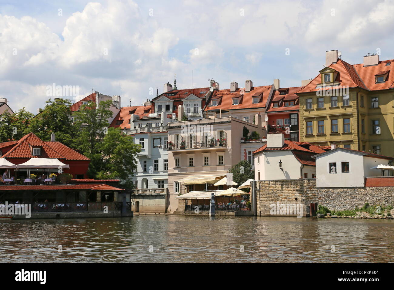 Kampa Park Restaurant e Čertovka (Devil's Stream aka piccola Venezia di Praga), Malá Strana (Quartiere Piccolo), Praga Cechia (Repubblica Ceca), Europa Foto Stock