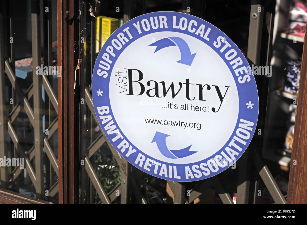 Bawtry associazione Retail, sostenere i vostri negozi locali, Doncaster District, South Yorkshire, Inghilterra, Regno Unito Foto Stock