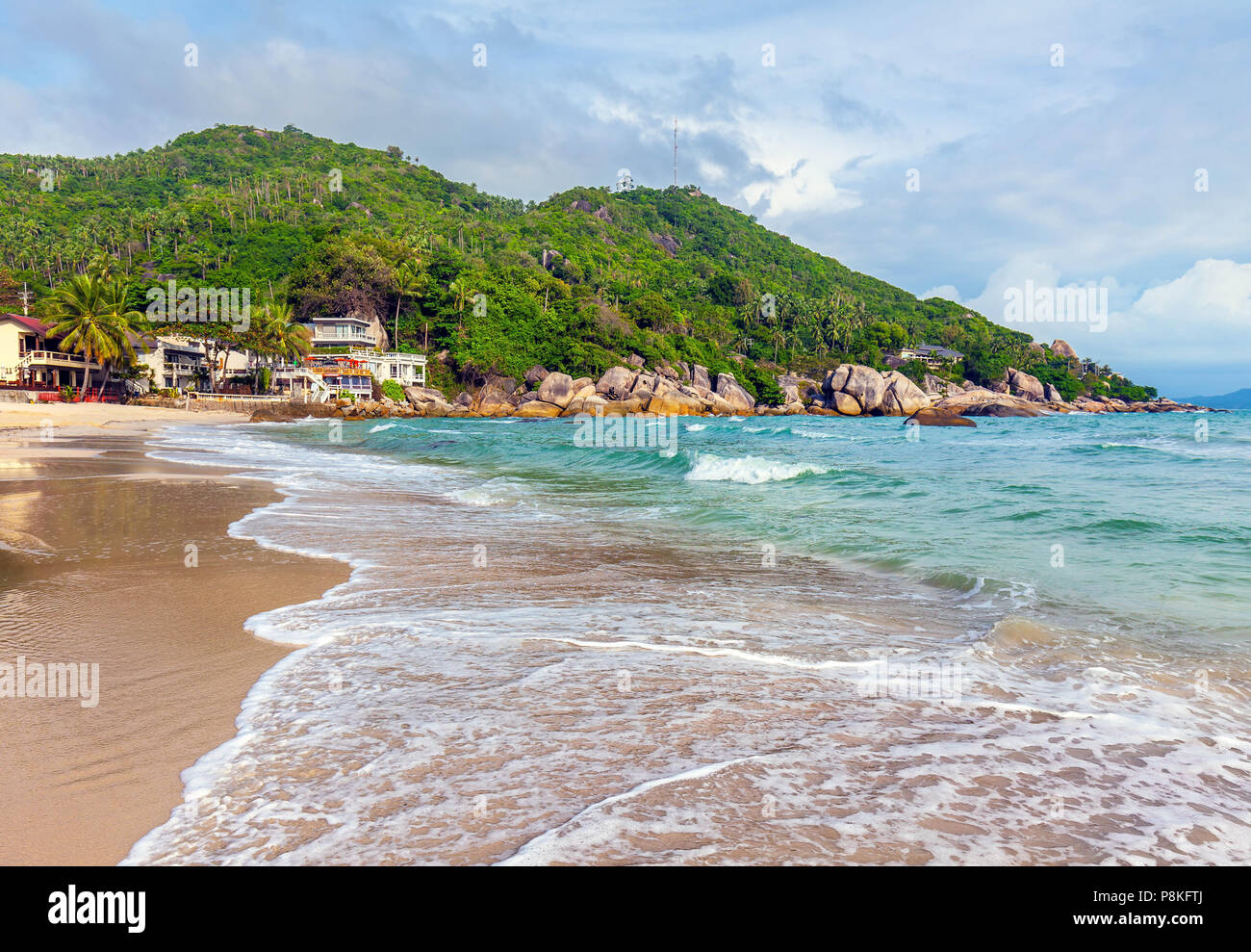 Famosa Spiaggia d'argento su Koh Samui in Thailandia. Foto Stock