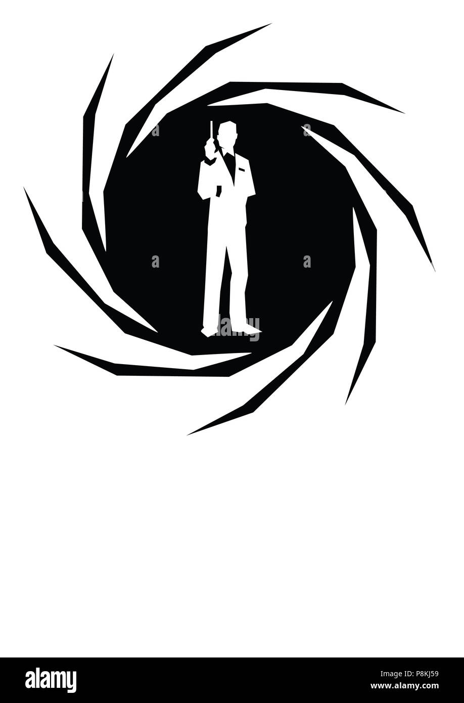 James bond character sfondo bianco bella illustrazione Foto Stock