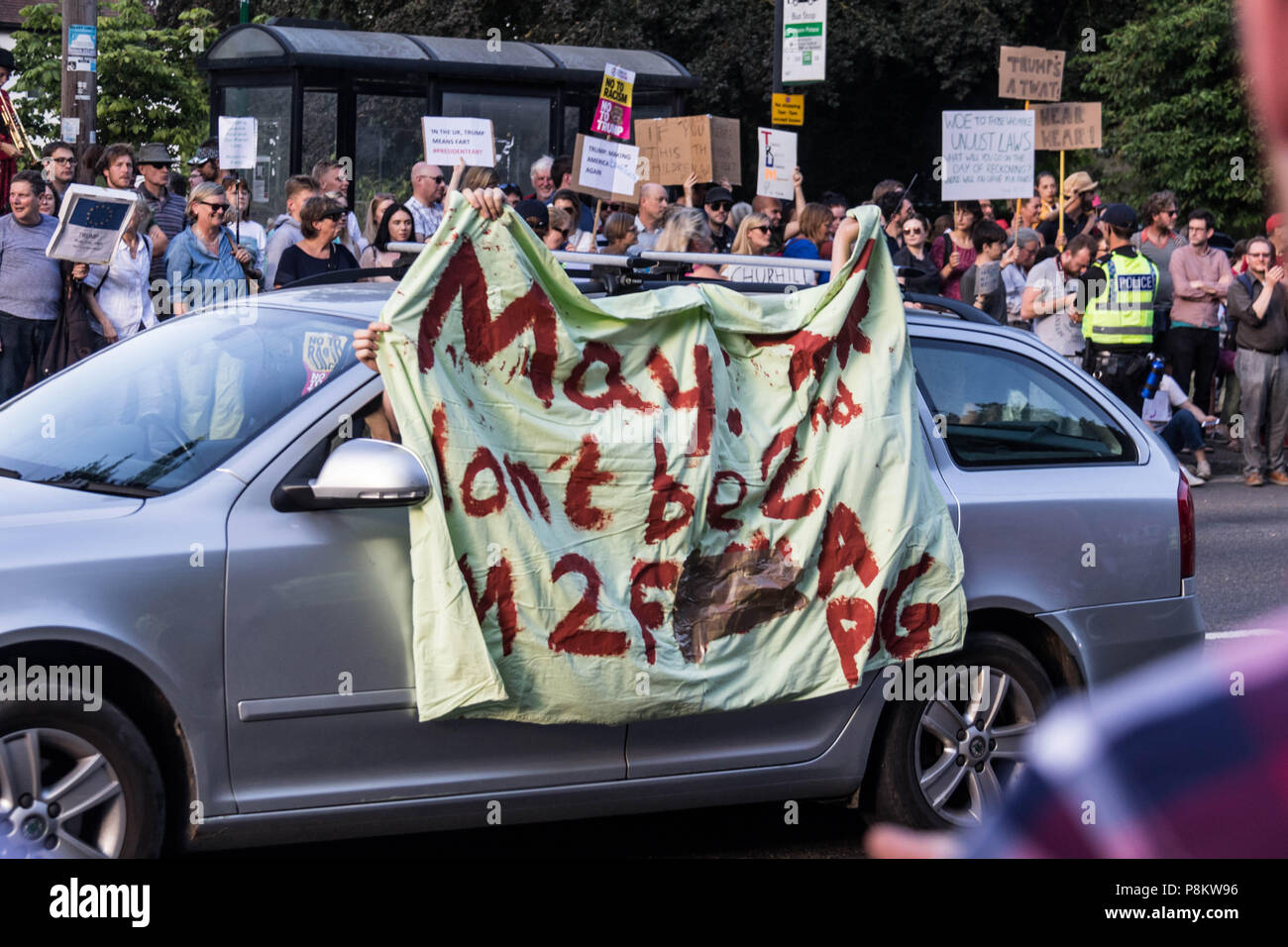 Londra, Regno Unito. 12 Luglio, 2018. Trump demo Blenheim Palace Credito: Graham Lenton/Alamy Live News Foto Stock