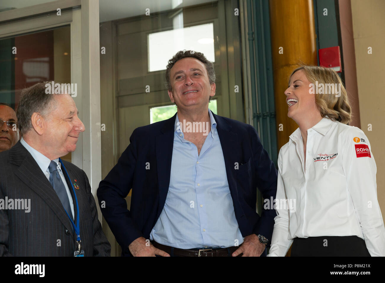 New York, NY - Luglio 12, 2018: Henri Jean Todt Alejandro Agag, Susie Wollf partecipare a un evento speciale per il forum sullo sviluppo sostenibile organizzato da Monaco Missione Permanente Credito: lev radin/Alamy Live News Foto Stock