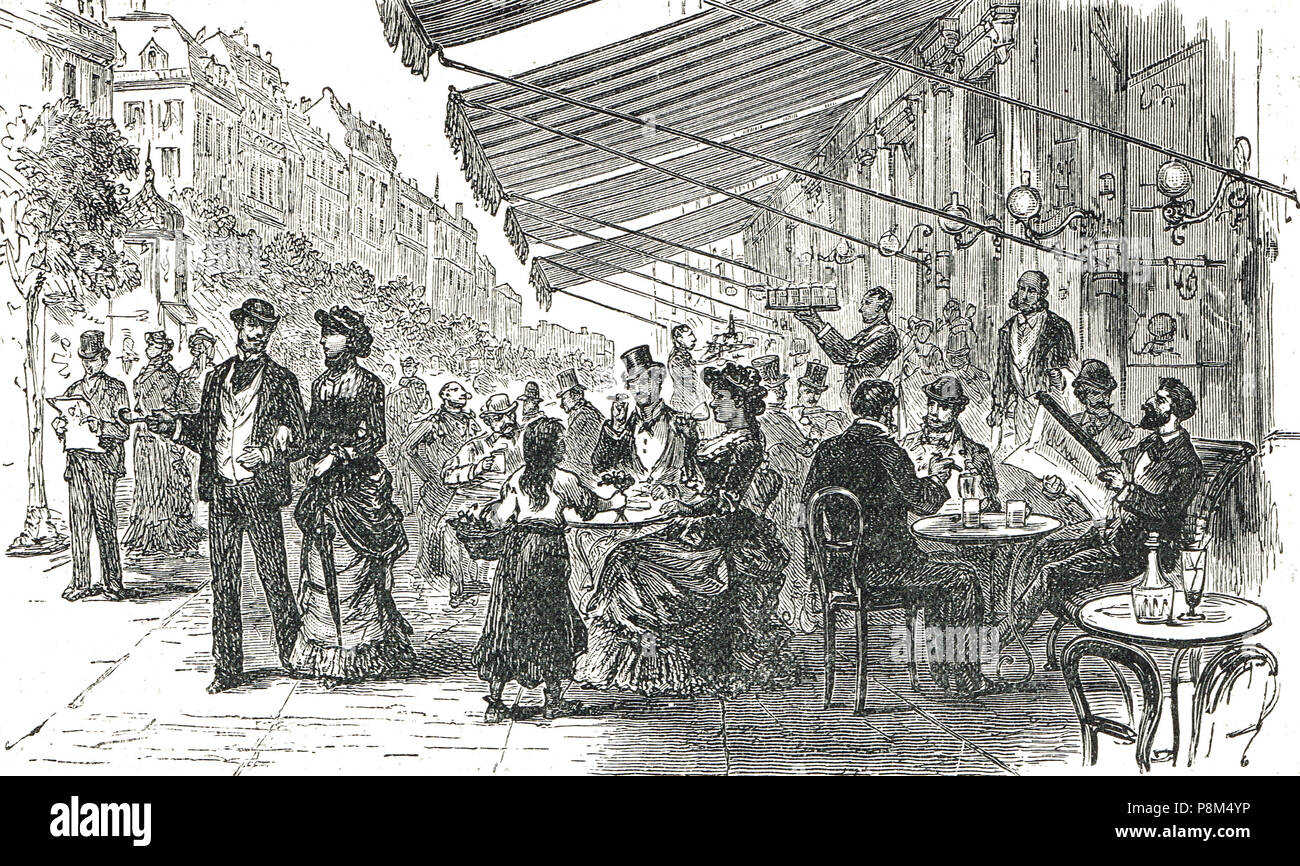 Il Boulevard Montmartre, Paris, Francia, 1870, prima che la Francia ha dichiarato guerra al 19 luglio 1870 di iniziare la guerra franco-prussiana Foto Stock