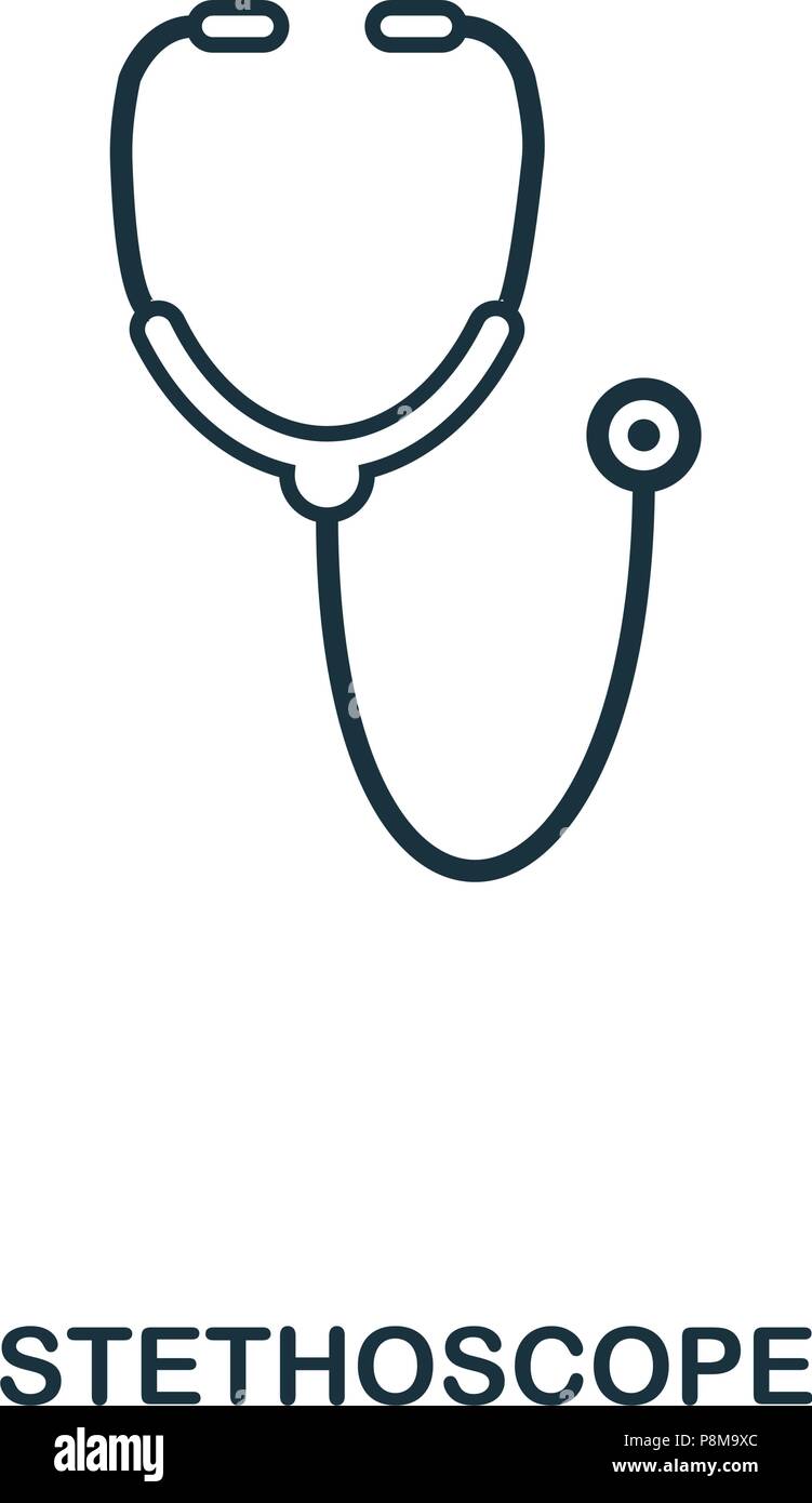 Icona dello stetoscopio. Profilo di icona di stile design. UI. Illustrazione dell'icona dello stetoscopio. Pittogramma isolato su bianco. Pronto per l'uso nella progettazione web, applicazioni soft Illustrazione Vettoriale