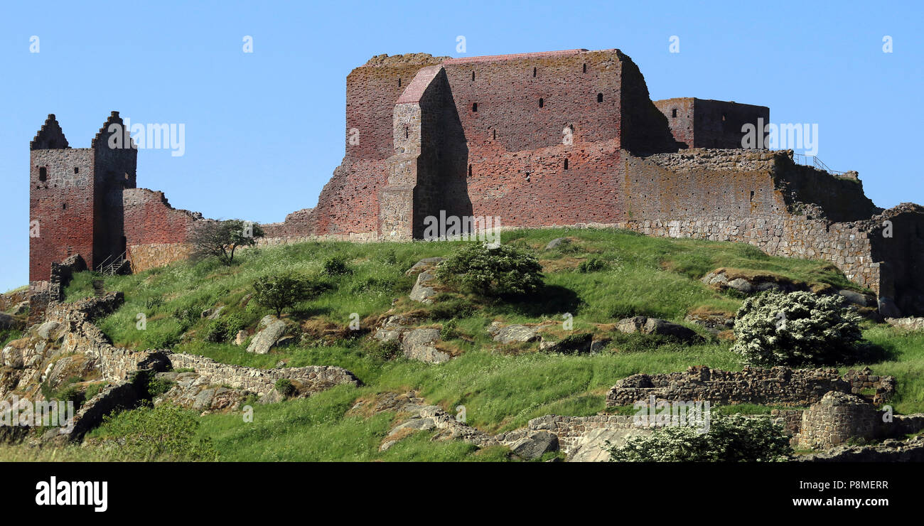 Vista panoramica di Hammerhus, uno dei più grandi contigua le rovine del castello di complessi in Nord Europa Foto Stock