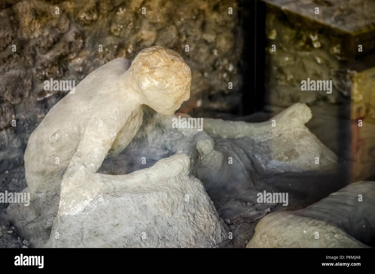 Morte vittime di Pompei in eruzione Foto Stock