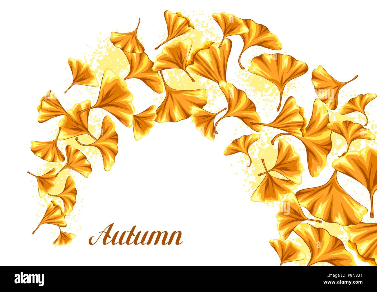 Sfondo con foglie di ginkgo biloba. Illustrazione Vettoriale