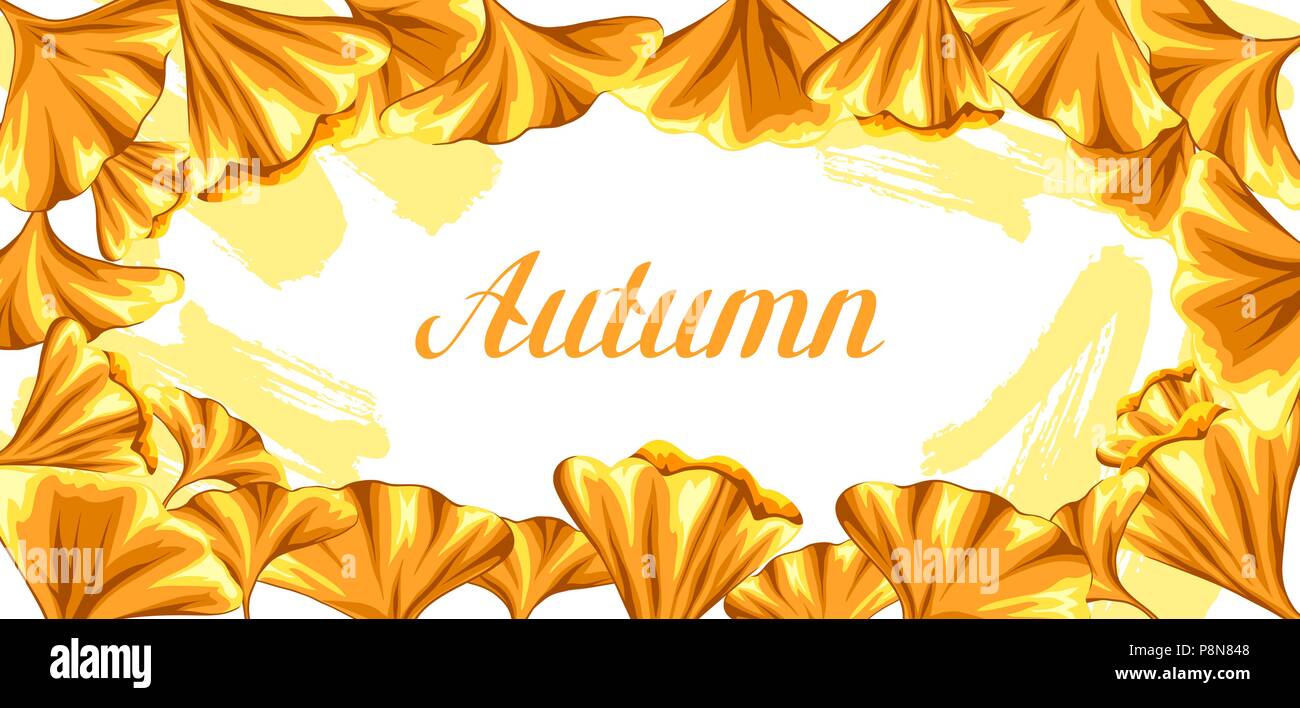 Sfondo con foglie di ginkgo biloba. Illustrazione Vettoriale