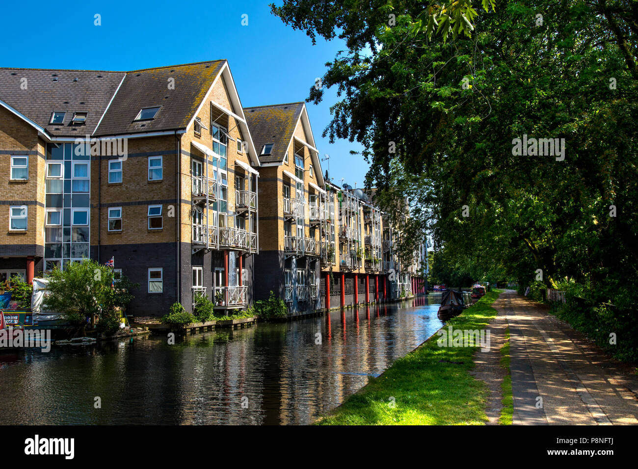 Case dal Regents Canal, su Hormead Road, vicino a Westbourne Park, London, Regno Unito Foto Stock