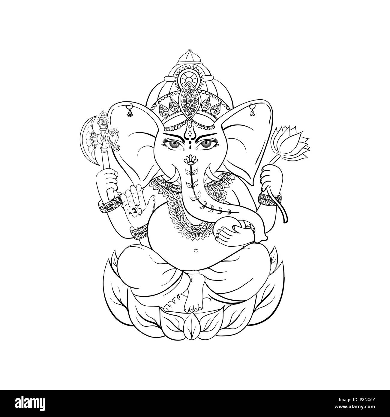Vector Signore Ganesha background di design per il festival indù Ganesh Chturthi o Deepawali Shubh Illustrazione Vettoriale