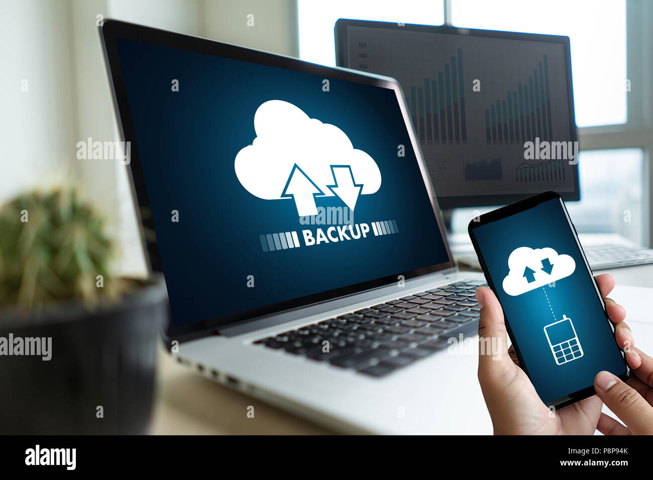 LIVE STREAMING Backup Download digitale di elaborazione un trasferimento dei dati , il download di streaming Foto Stock