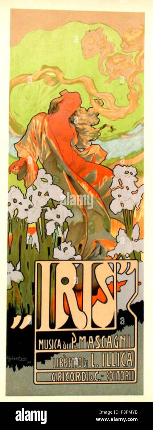 . 344 Iris, opera di Pietro Mascagni, poster da Adolf Hohenstein Foto Stock