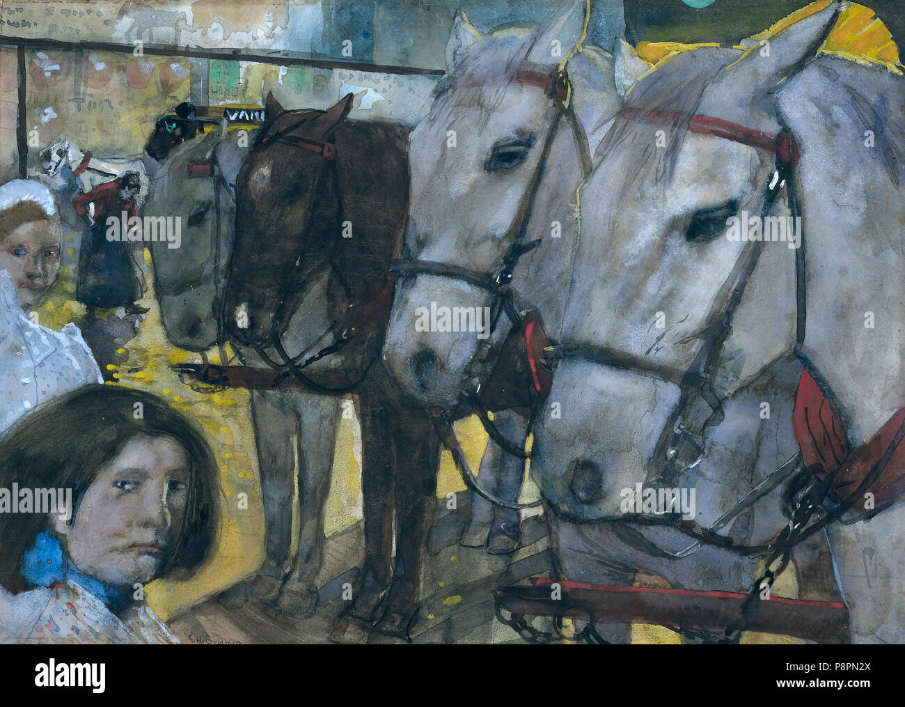 . 300 George Hendrik Breitner - Trampaarden op de Dam in Amsterdam Foto Stock