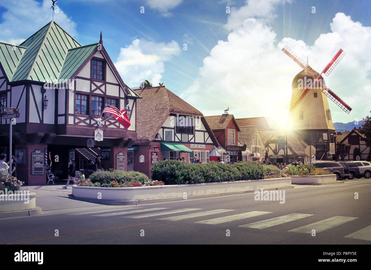 Solvang villaggio danese in Santa Barbara County in California Foto Stock