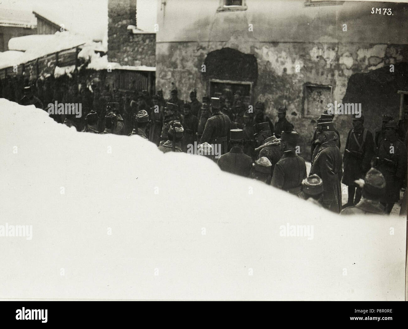 357 Kaiser Karl I., Besuch in Panchià, Inspizierung der Mannschaft. (BildID 15415631) Foto Stock