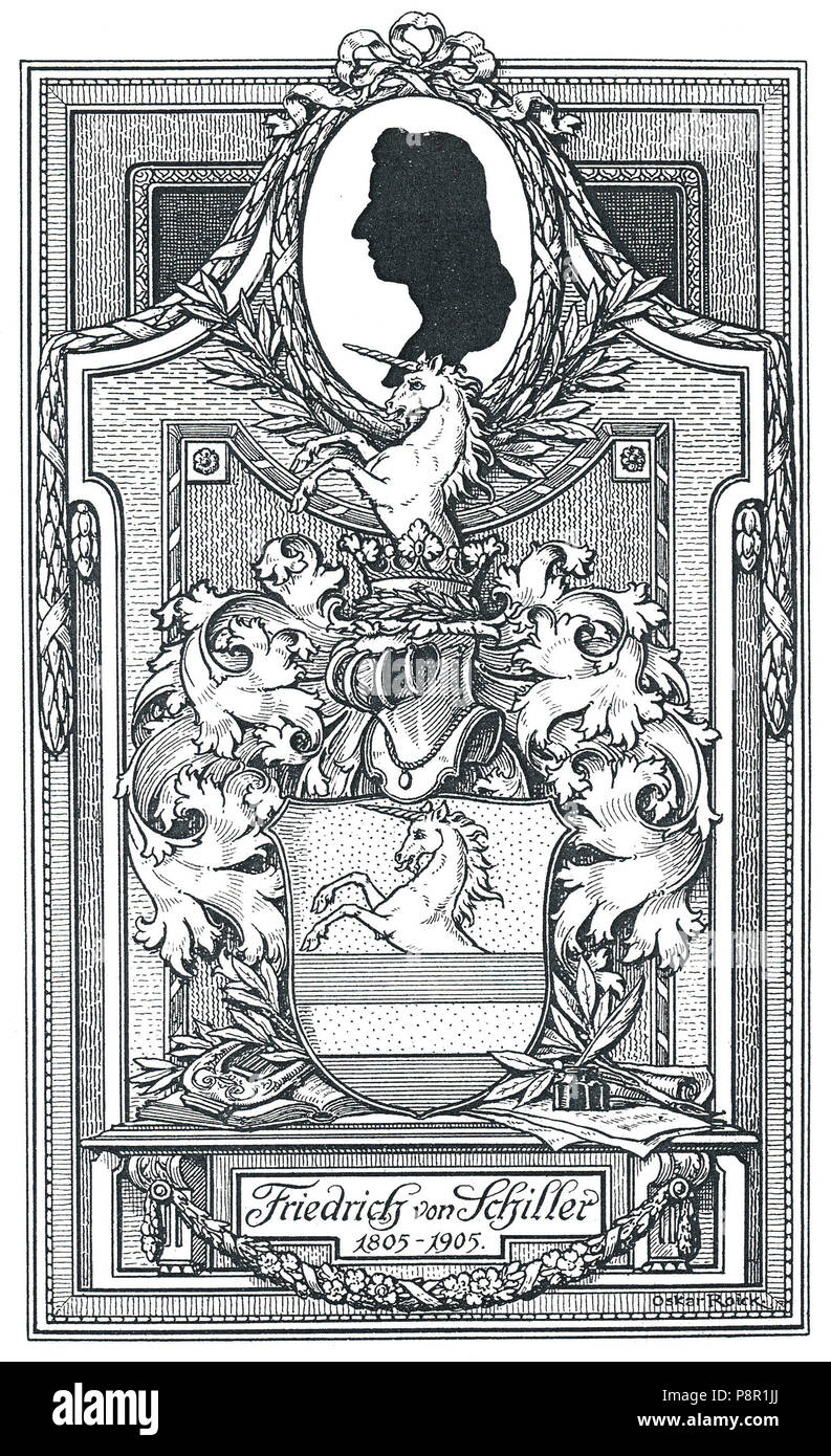 . 482 Roick Schmuckblatt Wappen Friedrich Schiller Foto Stock