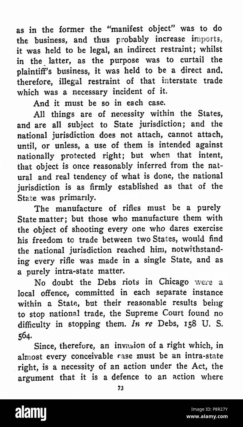 . 264 Earle, libertà di commercio come arginato dalla legge nazionale, 1909 73 Foto Stock