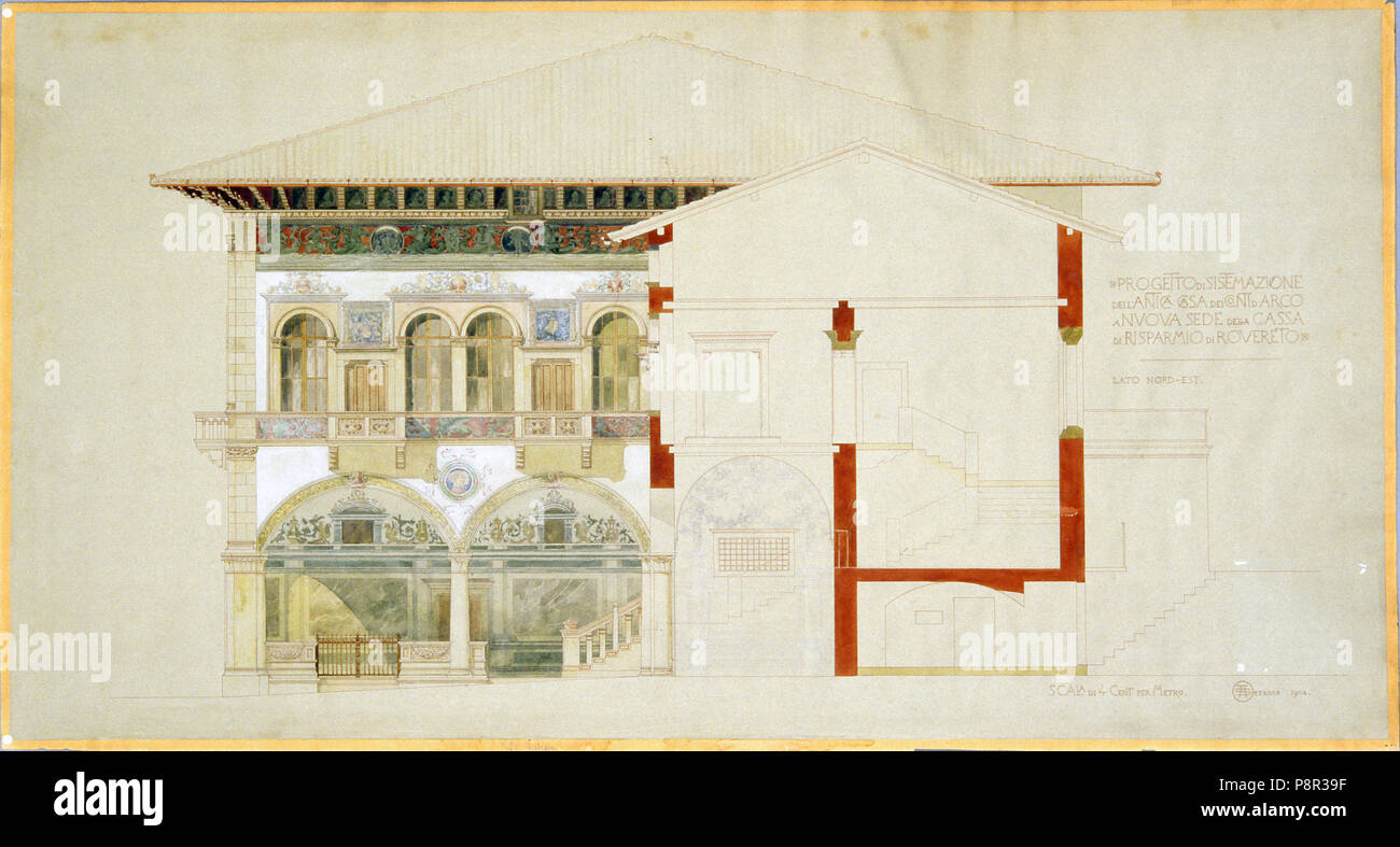 44 Augusto Sezanne - Sede della Cassa di Risparmio di Rovereto 2 Foto Stock