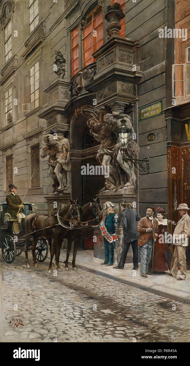 . 444 Oscar Rex Fiaker vor dem Clam-Gallas-Palais in Prag Foto Stock