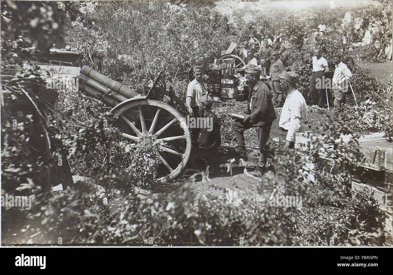 . 8 10 cm Haubitzbatt.in Stellung westl.Brestovica.Juni 17. (BildID 15596272) Foto Stock