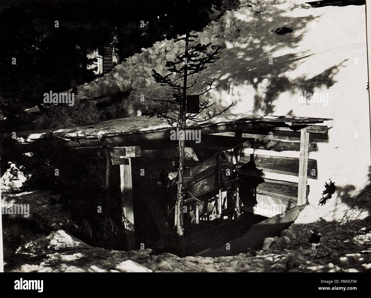 . 8 10cm M14 Feldhaubitze auf Bambestaplateau. (BildID 15574633) Foto Stock