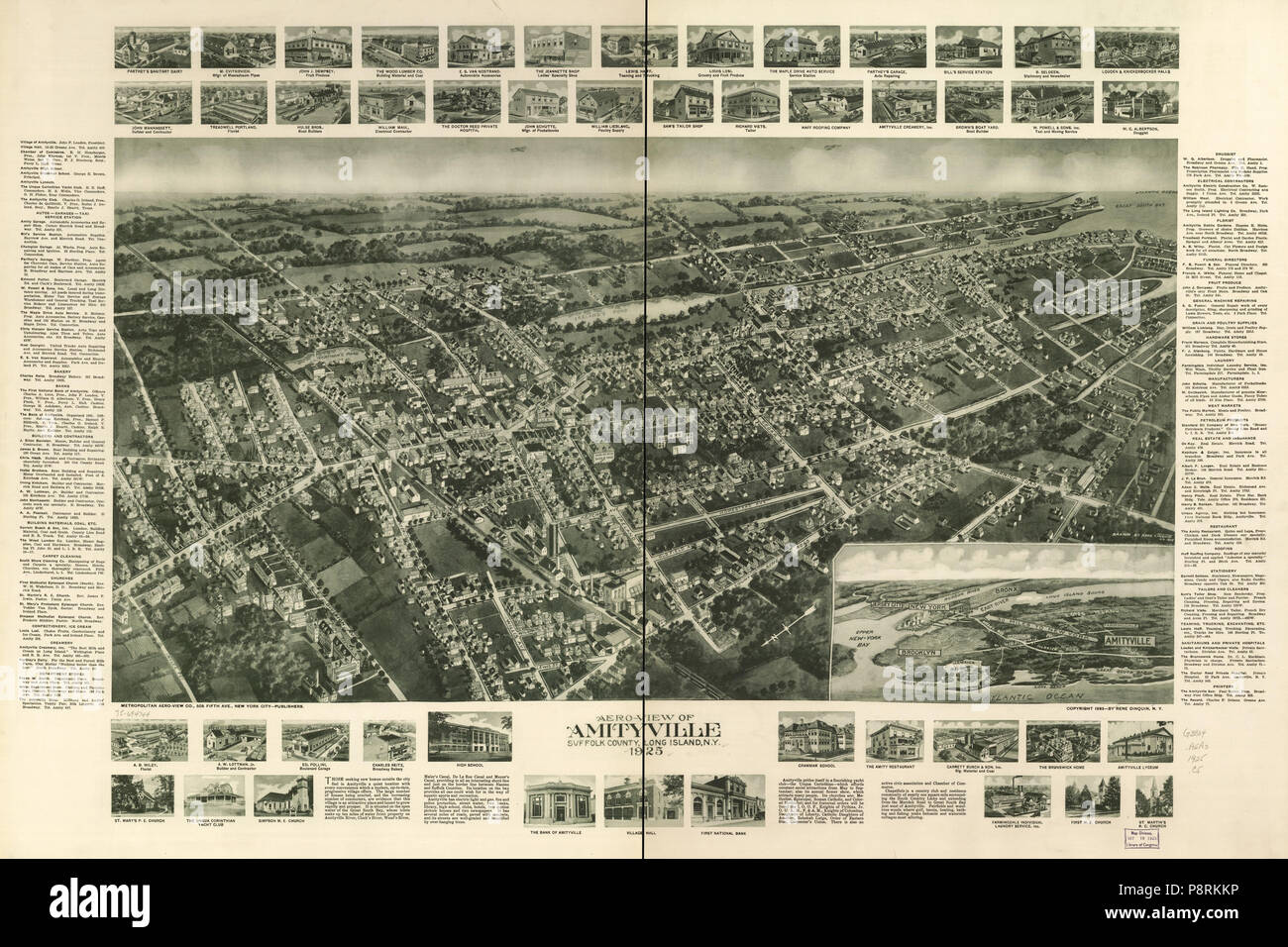 30 Aero-vista di Amityville, contea di Suffolk, Long Island, N.Y. 1925. LOC 75694744 Foto Stock