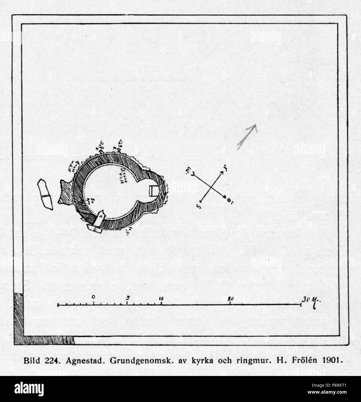 31 Agnestads rundkyrkoruin ur Nordens Frölén befästa rundskyrkor 2 (1911) BILD 224 Foto Stock
