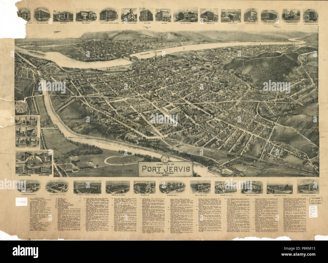 30 Vista Aero di Port Jervis, New York 1920. LOC gm71005356 Foto Stock
