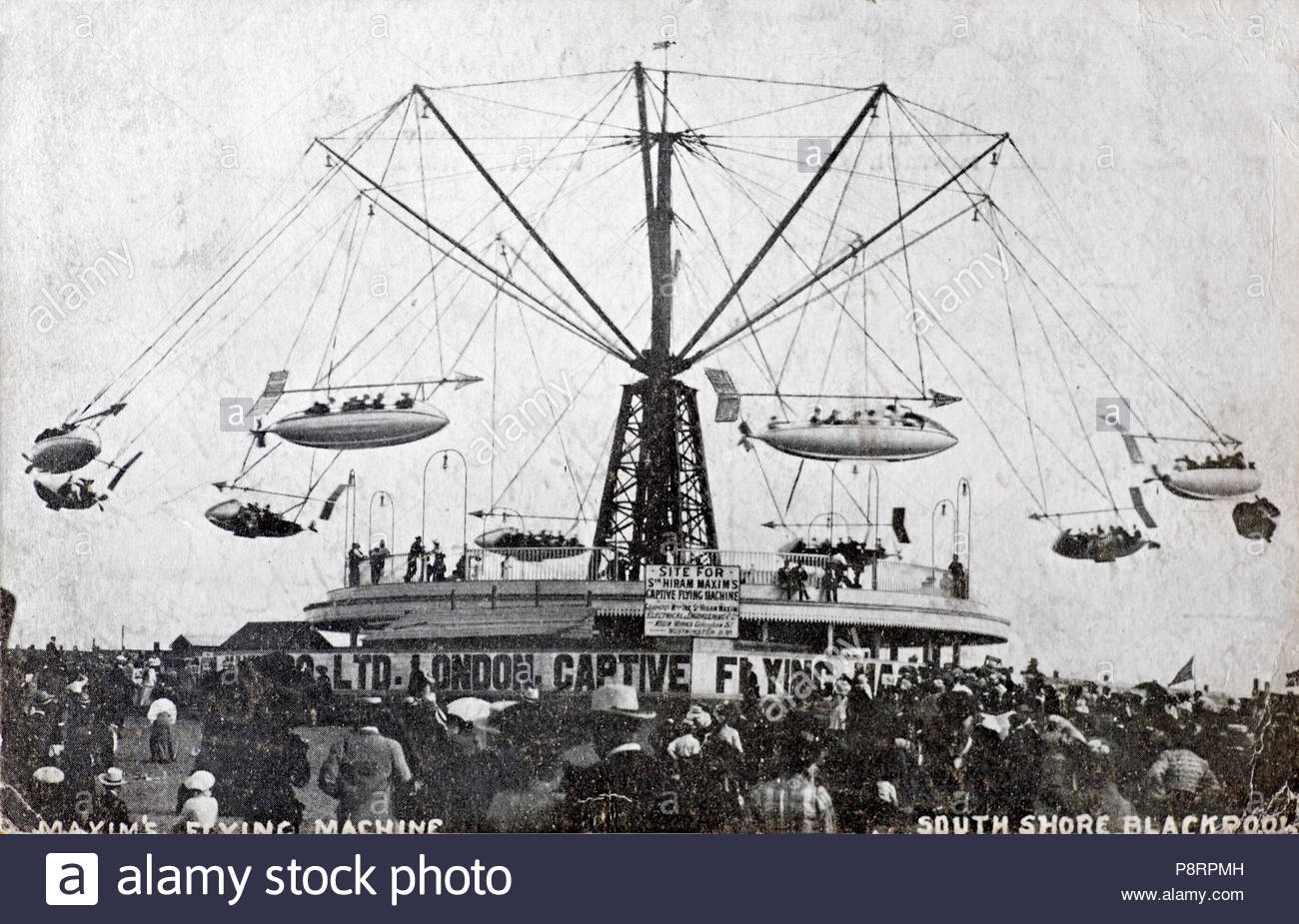 Maxim's macchina volante, South Shore di Blackpool, vintage cartolina dal 1904 Foto Stock