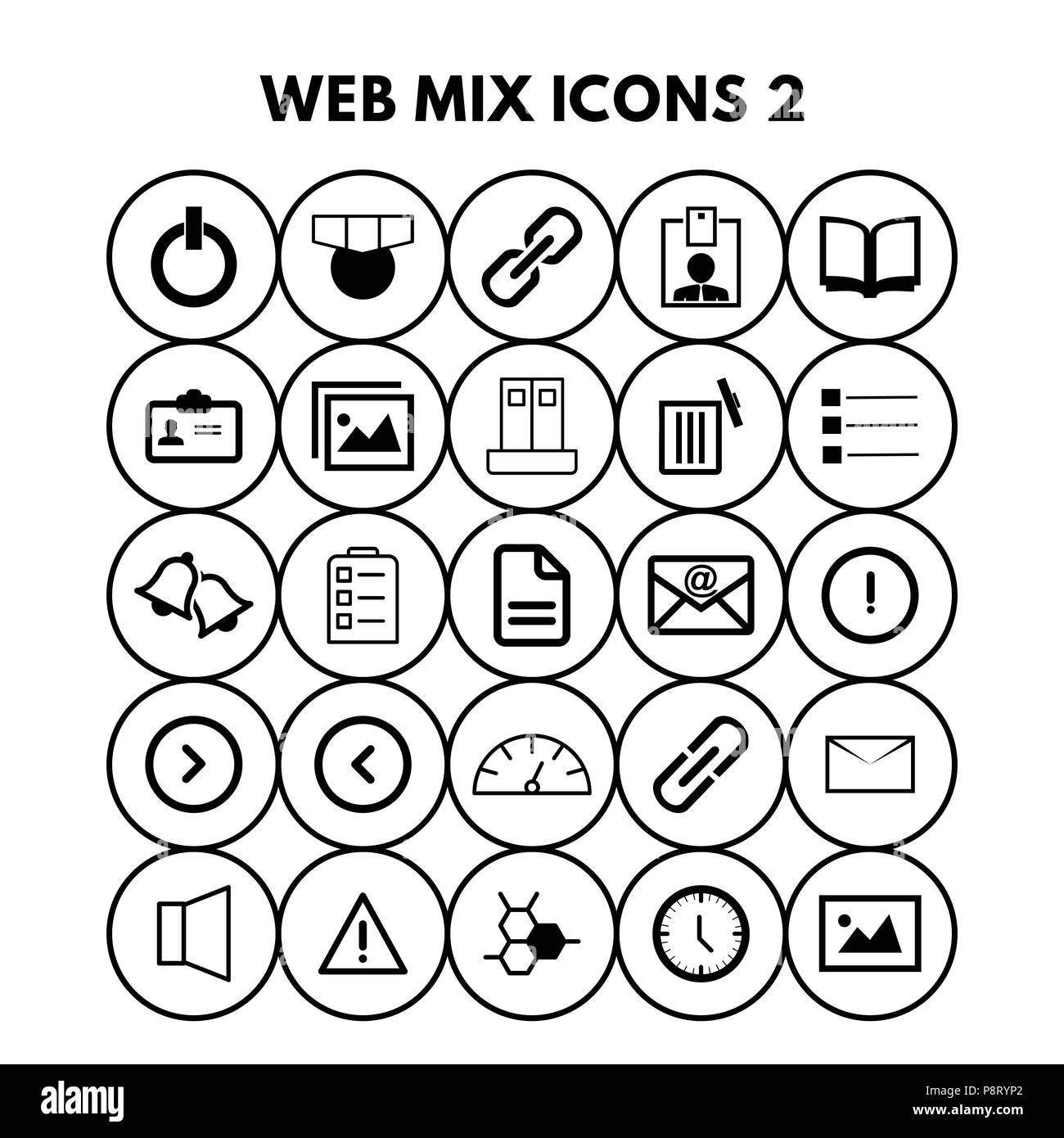 Mix Web icone. Per il web design e applicazione di interfaccia, utile anche per infographics. Illustrazione Vettoriale. Illustrazione Vettoriale