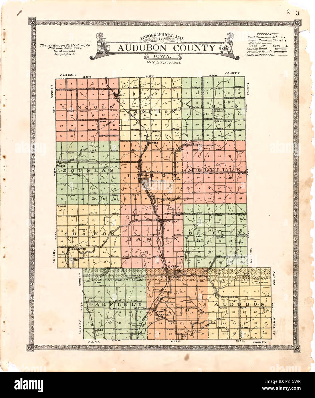 . 42 Atlas di Audubon County, Iowa - contenente le mappe di township della contea, mappe di stato, gli Stati Uniti e il mondo gli agricoltori directory, analisi del sistema degli Stati Uniti per le indagini di terra. LOC 2007626985-4 Foto Stock