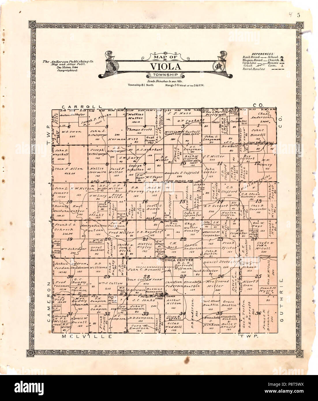 . 42 Atlas di Audubon County, Iowa - contenente le mappe di township della contea, mappe di stato, gli Stati Uniti e il mondo gli agricoltori directory, analisi del sistema degli Stati Uniti per le indagini di terra. LOC 2007626985-6 Foto Stock