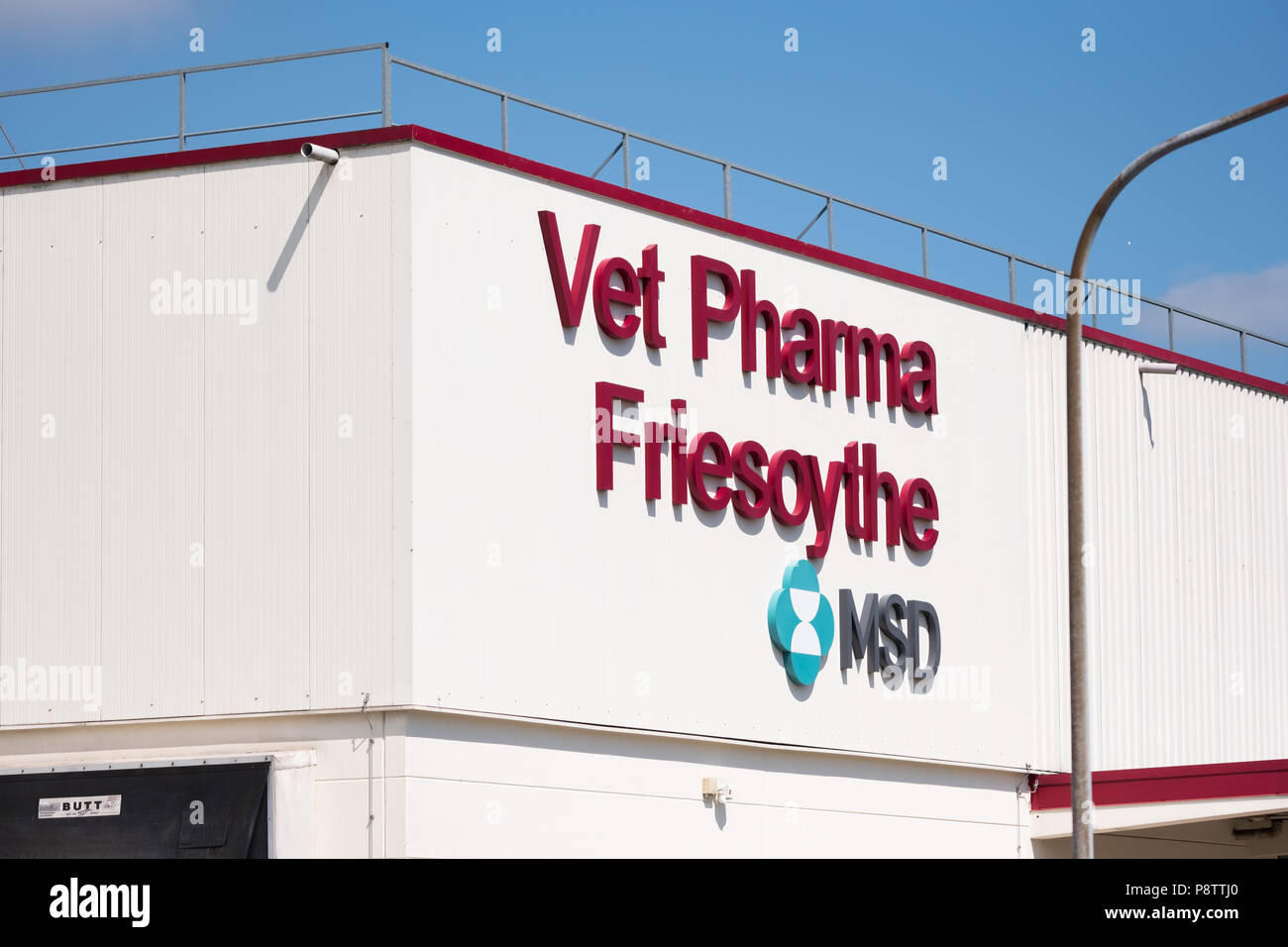 Germania, Friesoythe. 13 Luglio, 2018. Vista dell'edificio della IFP Pharma Friesoythe. Il Basso Sassone azienda farmaceutica è la ricerca di se stesso sotto il controllo del pubblico ministero Oldenburg per la medicina canina ''Beuthansia-D' speciale. Credito: Mohssen Assanimoghaddam/dpa/Alamy Live News Foto Stock