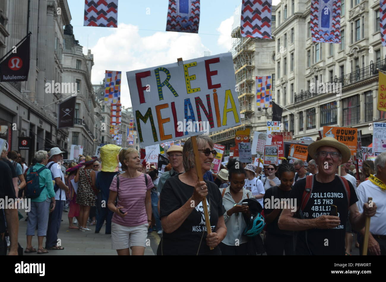 Londra, 13 luglio 2018, protesta contro il Presidente Trump visitando la UK Credit: Eunice Wilson/Alamy Live News Foto Stock