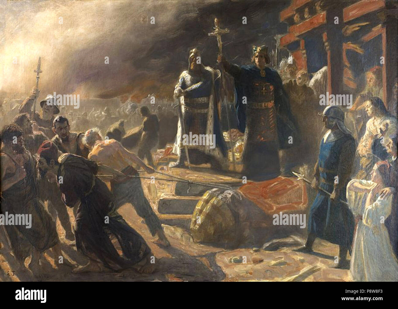 59 Il vescovo Absalon si rovescia il dio Svantevit a Arkona Foto Stock